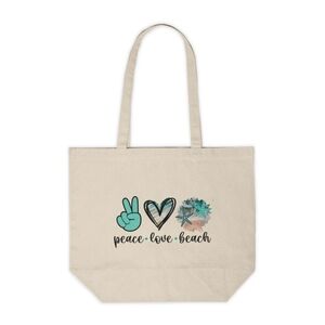 Peace Love Beach Custom Tote Bag